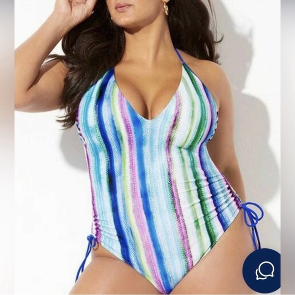 NWT HALTER ADJUSTABLE ONE PIECE SWIMSUIT Sz 14 Swimsuits For All - Picture 1 of 6